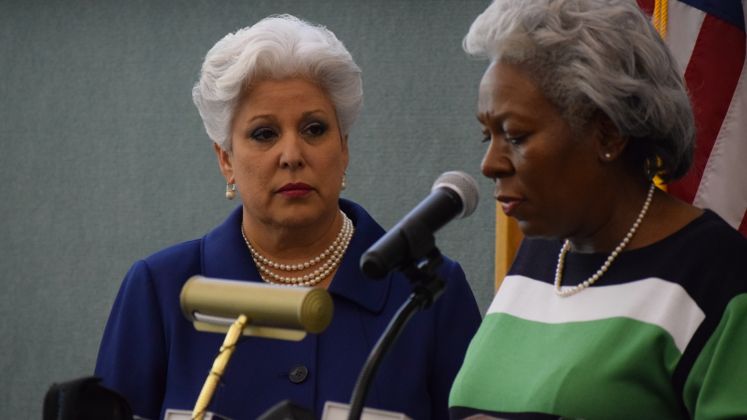 Mayor Nelda Martinez and Deputy City Manager Margie Rose Address the Media
