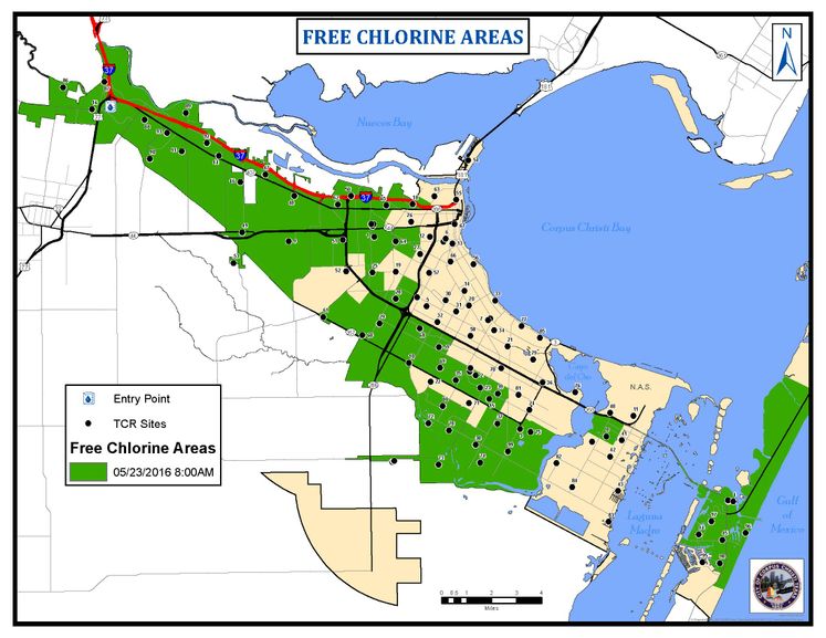 Free Chlorine Progression Map 8am 5-23-16