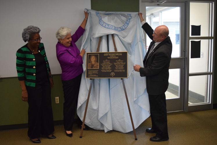 City Officials Unveil Mary Rhodes Pipeline Phase II Plaque