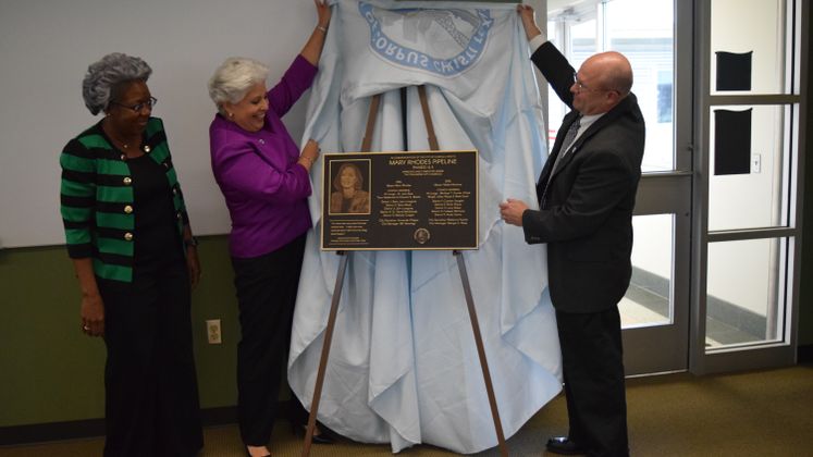 City Officials Unveil Mary Rhodes Pipeline Phase II Plaque