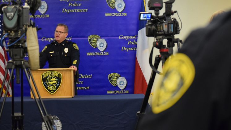 CCPD's Cmdr. D. Blackmon at a Spring Break Presser