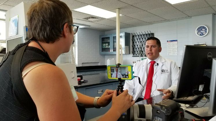 G. Ramirez Asst. Director of Water Quality and Treatment Addresses the Media on DNA Lab