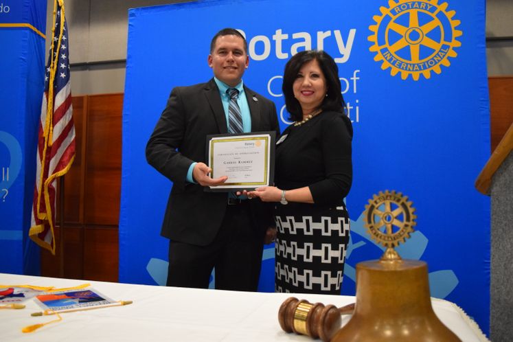 G. Ramirez Receives Certificate of Appreciation from Rotary Club