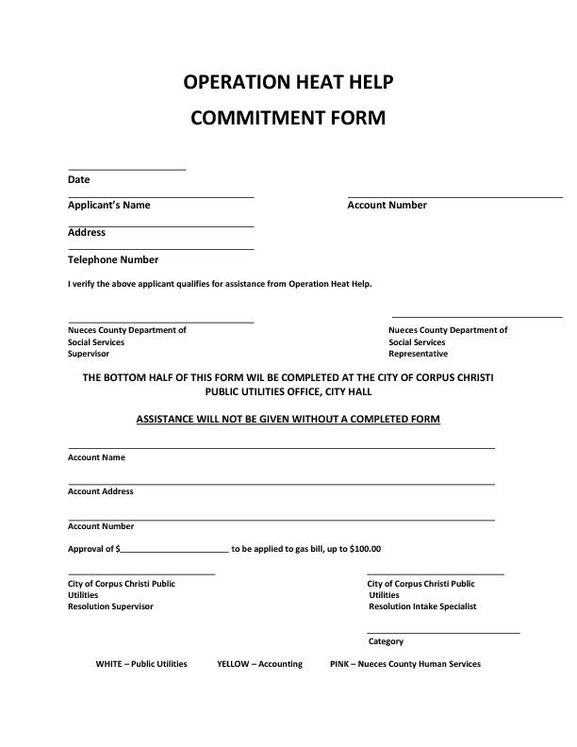 OPERATION HEAT HELP COMMITMENT FORM 2019-2020