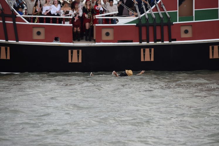 Mayor McComb Walks the Plank - Buc Days!