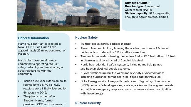 Harris Nuclear Plant Fact Sheet
