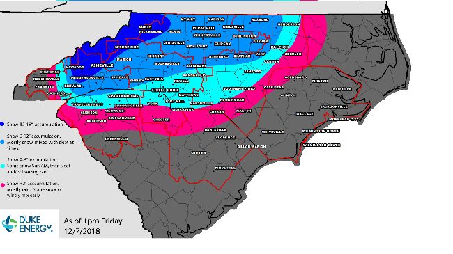 Duke Energy proyecta que la tormenta de invierno podría causar más de 500,000 cortes de suministro eléctrico