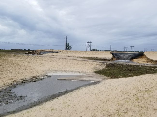 Sutton landfill erosion of sandy base, where no coal ash is placed, following Hurricane Florence. Photo uploaded Sept. 19, 2018.