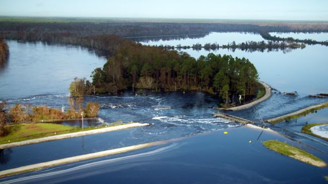 Sutton cooling lake breach flows into Cape Fear River. Photo uploaded on Sept. 22, 2018.