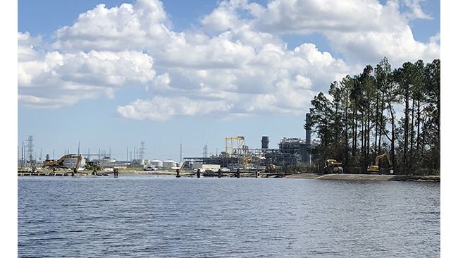 Work continues on temporary repairs to the Sutton Lake dam. Photo uploaded Sept. 26, 2018.