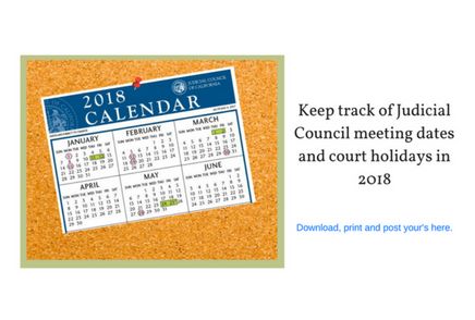 Judicial Council Calendar 2018 Judicial Council Calendar 2018