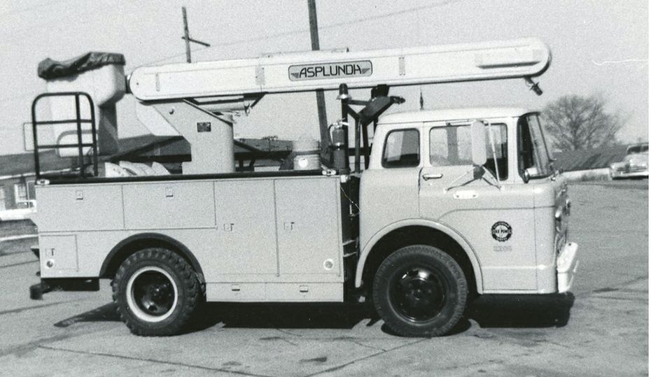 Retro photos So many bucket trucks Duke Energy illumination