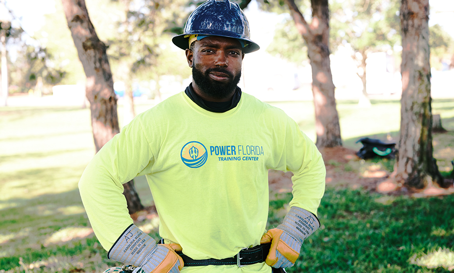 Student Anthony Jackson hopes the program will help him find a job locally as a lineworker. 2021-0416-SPC-Lineworker-930-2