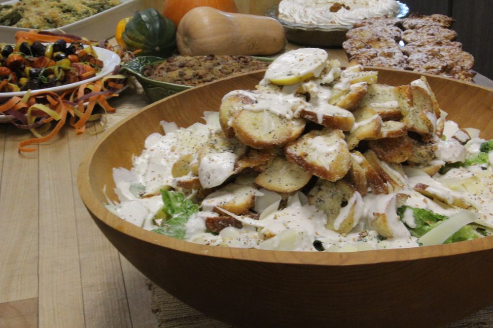Dunkin' Cheddar Cheese Bagel Twist Croutons over Caesar Salad Dunkin'