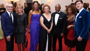 Executive Director Bennett Rink, Board Chairman Daria Wallach, Chris Womack, and Co-Chairs Sela Collins, Debra Lee, Gina Adams, and Lyndon Boozer