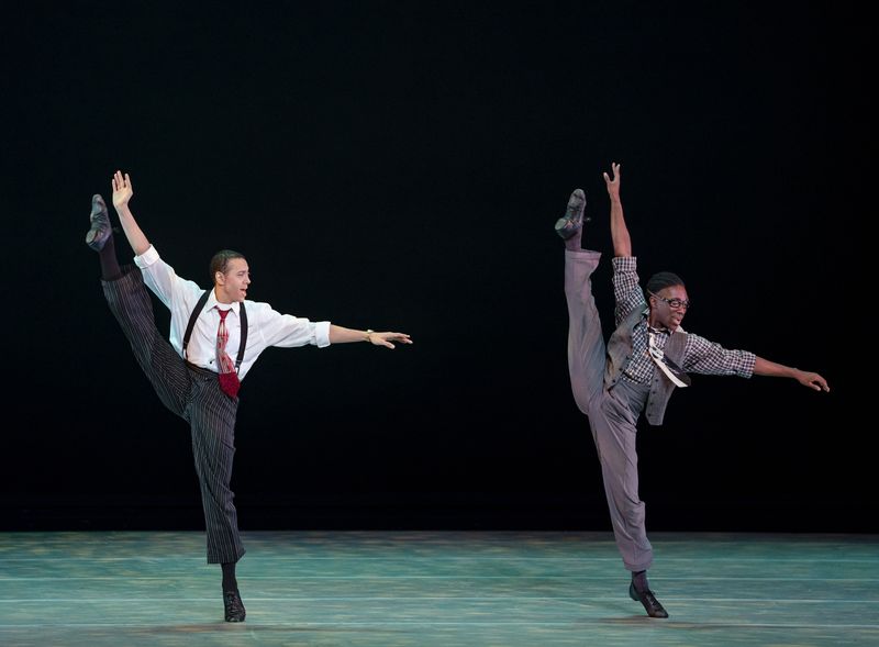 AAADT's Clifton Brown and Chalvar Monteiro in Alvin Ailey's Opus McShan from Timeless Ailey 60th Anniversary program