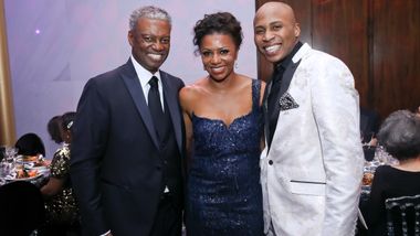 Art Collins, Gala Co-Chair Sela Thompson Collins and Ailey dancer Jeroboam Bozeman at Ailey's 2020 DC Gala. Photo © Tony Powell