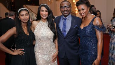 Model Beverly Johnson with her niece, Artistic Director Robert Battle and Co-Chair Sela Thompson Collins at Ailey's 2020 DC Gala. Photo ©  Tony Powell