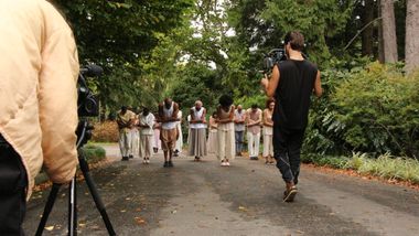 Filming Alvin Ailey American Dance Theater in Testament by Matthew Rushing Clifton Brown and Yusha-Marie Sorzano at Wave Hill Public Garden and Culture Center
