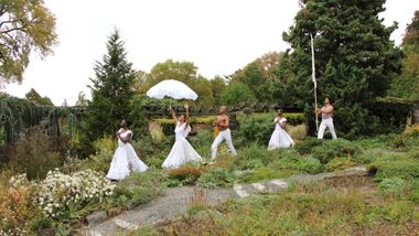 Alvin Ailey American Dance Theater in a reimagining of Alvin Ailey's Revelations at Wave Hill Public Garden and Cultural Center