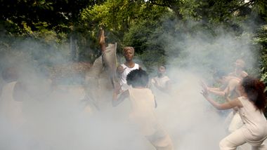 Alvin Ailey American Dance Theater in Testament by Matthew Rushing Clifton Brown and Yusha-Marie Sorzano at Wave Hill Public Garden and Culture Center