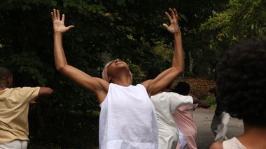 Alvin Ailey American Dance Theater's Corrin Rachelle Mitchell in Testament by Matthew Rushing Clifton Brown and Yusha-Marie Sorzano at Wave Hill Public Garden and Culture Center