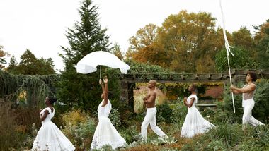 Alvin Ailey American Dance Theater in a reimagining of Alvin Ailey's Revelations at Wave Hill Public Garden and Culture Center