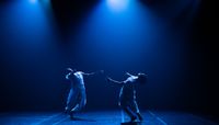 Alvin Ailey American Dance Theater's Chalvar Monteiro and Jacquelin Harris in Resident Choreographer Jamar Roberts' Holding Space Alvin Ailey American Dance Theater's Chalvar Monteiro and Jacquelin Harris in Resident Choreographer Jamar Roberts' Holding Space