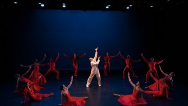 Alvin Ailey American Dance Theater's Clifton Brown and The Ailey School students in the 'Cherry Red' excerpt from Alvin Ailey's For Bird - With Love