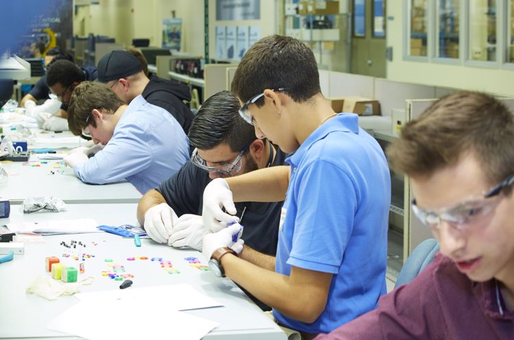 Students from Fremd, Palatine and Hersey High Schools partnered with Northrop Grumman manufacturing employees to build fidget cubes as part of the company’s Manufacturing Week STEM outreach projects. Northrop Grumman Celebrates National Manufacturing Day in Rolling Meadows, Illinois