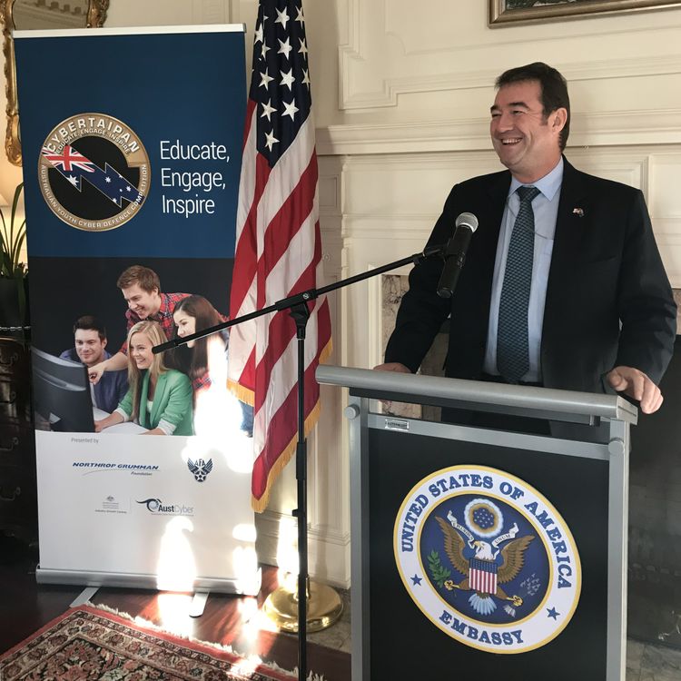 Ian Irving, Chief Executive, Northrop Grumman Australia, at the launch of CyberTaipan at the U.S. Embassy in Canberra. Northrop Grumman Expands Youth Cyber Education Program in Australia with CyberTaipan program