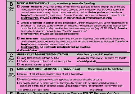 Sample POLST Form (PDF)