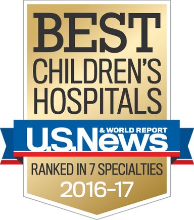 U.S. News & World Report 2016-2017 Best Children’s Hospitals Shield