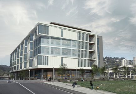 Knight Cancer Research Building rendering: east view