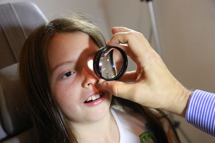 Study participant being examined for clinical trial