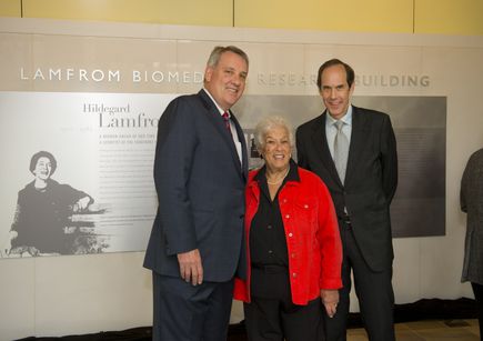 Photo of Gert Boyle, Joe Robertson, M.D., M.B.A., Brian Druker, M.D.