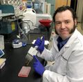 Brian O'Roak, Ph.D., in lab