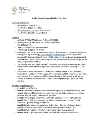 Fact Sheet- Knight Cancer Research Building (PDF)