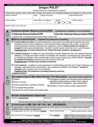 Updated POLST form