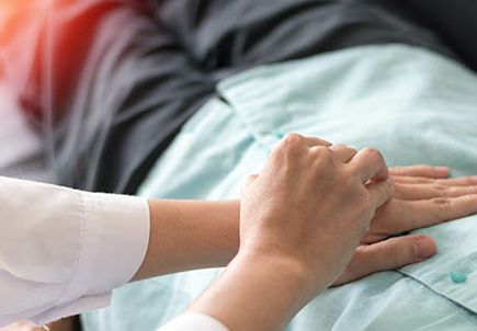 Patient with doctor checking on stomach diseases or gastropathy include gastritis, gastroparesis, diarrhea on senior old female person in hospital.