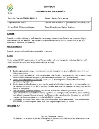 Transgender Healthcare Policy