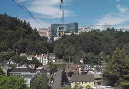 Tram view up Marquam Hill