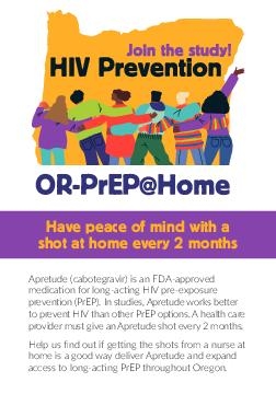 Oregon PrEP at Home study flier (English)