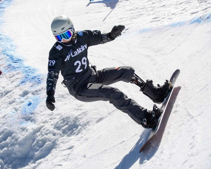 Rebecca Johnston competed in the FIS Parasnowboard World Championship winter games in La Molina, Spain, in 2023, where she placed fourth in snowboardcross and fourth in dual-banked slalom. She also represented Team USA in the team version of those events. (Photo courtesy of Rebecca Johnston)