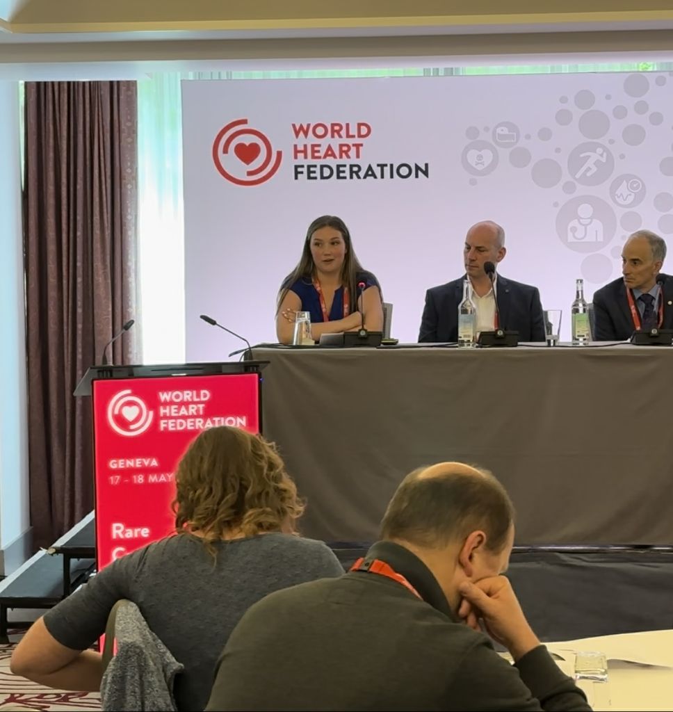 Megan Link, 25, of Sandy, far left, who was born with the heart&nbsp;condition known as hypertrophic cardiomyopathy, was a presenter at the 2023 World&nbsp;Heart Summit in May 2023. (Courtesy of Megan Link)