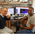 Stephen Back and Philip Adeniyi in lab