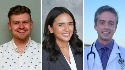 Medical Excellence Scholars: The Foundation for Medical Excellence Scholarship recipients from left: Spencer Hills, Elena Paz-Muñoz and Tyler Yeager. (Courtesy)