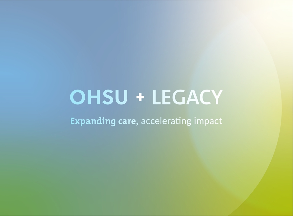 Logotipo de OHSU Legacy Health, multicolor con texto