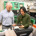 Jonathan Elliott and Miranda Lim in lab