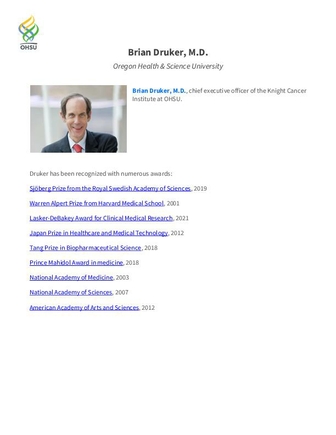 Brian Druker M.D. awards and accomplishments